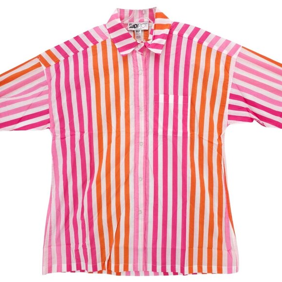 BEACH RIOT Alexa Top Shirt Sunset Stripes Button Front Oversized Cover Up S/M - Picture 2 of 9